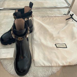 Gucci Black GG Crystal Boots
